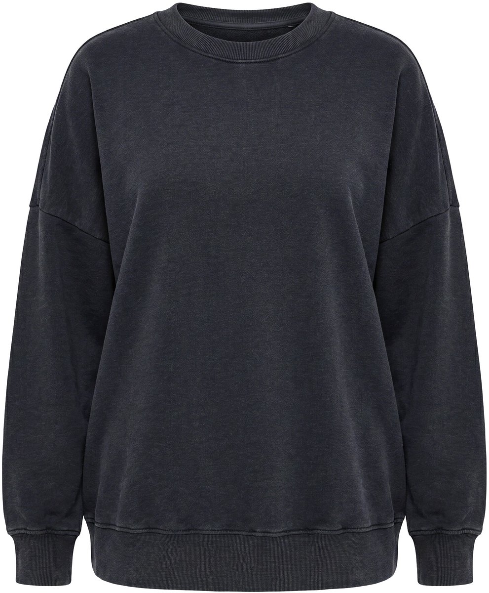Studio Untold - Dames - Sweatshirt oversize vintage look lange mouwen - Antraciet melange - Maat 58+