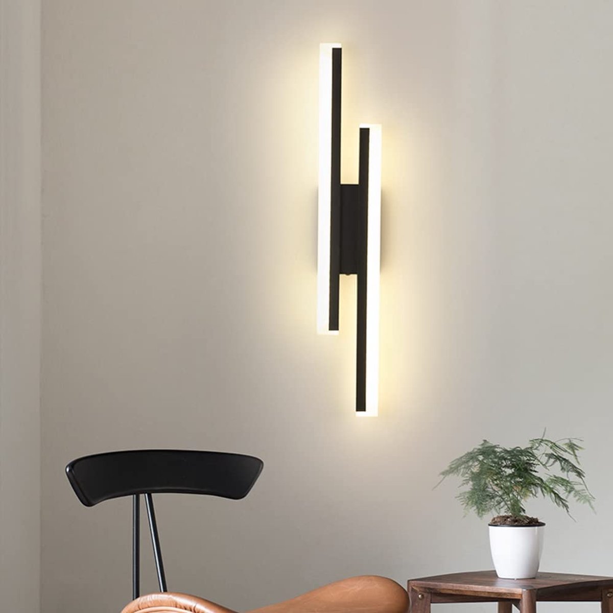 Riserva LED Wandlamp Zwart - 16W - 3000K Warm Wit - Moderne Design Wandlamp voor Hal, Gang, Trap en Slaapkamer