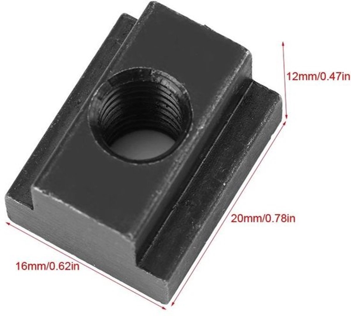 M8 / M10 Schroefdraad T-moer - Hoogwaardige Koolstofstaal - Zwart Oxide Afwerking - Duurzaam en Krachtig - Ideaal voor Machines - Geschik..