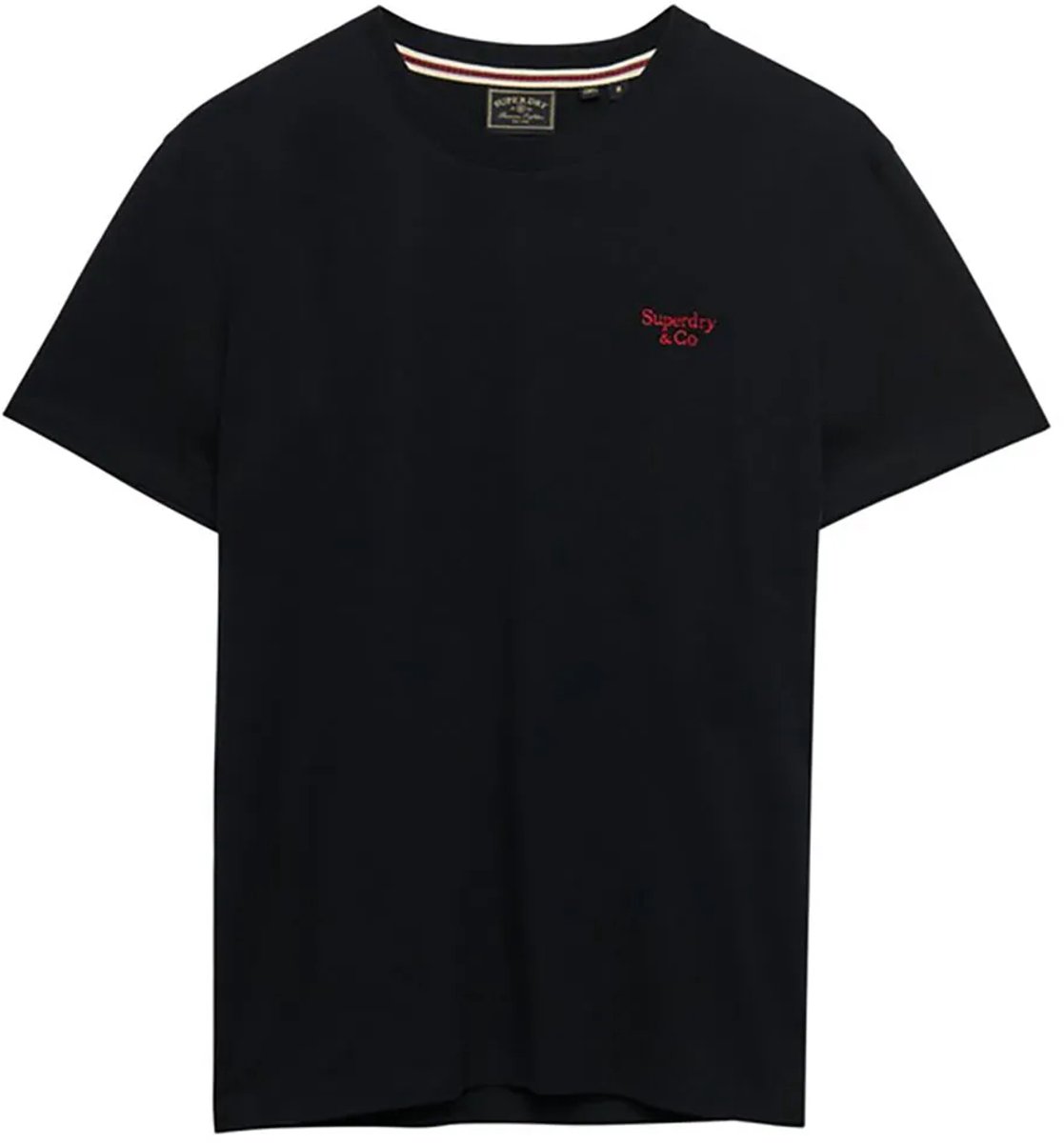 Superdry Essential Serif Logo T-shirt Slanke Pasvorm Heren T-shirts Zwart
