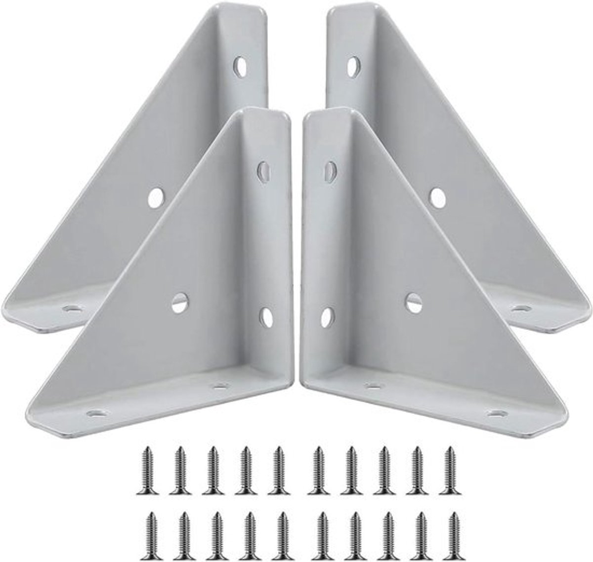 Metalen Hoekverbindingen - Set van 4 stuks voor Meubels - Bevestigingssteun met Schroeven - 90 Graden Hoekverbinder voor Houten Meubels - Wit
