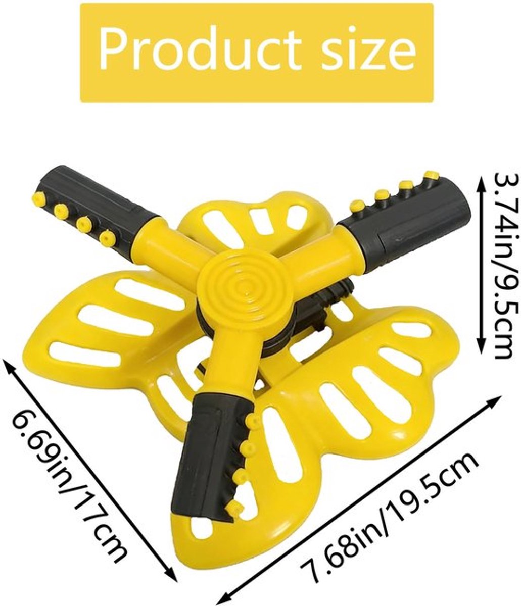Tuinsproeier 360 Graden Automatische Rotatie - Roterende Sproeier - Gazonirrigatie - Meerdere Uitlaatgaten - Duurzaam PP-Kunststof - Butterfly Ontwerp - Sprinkler