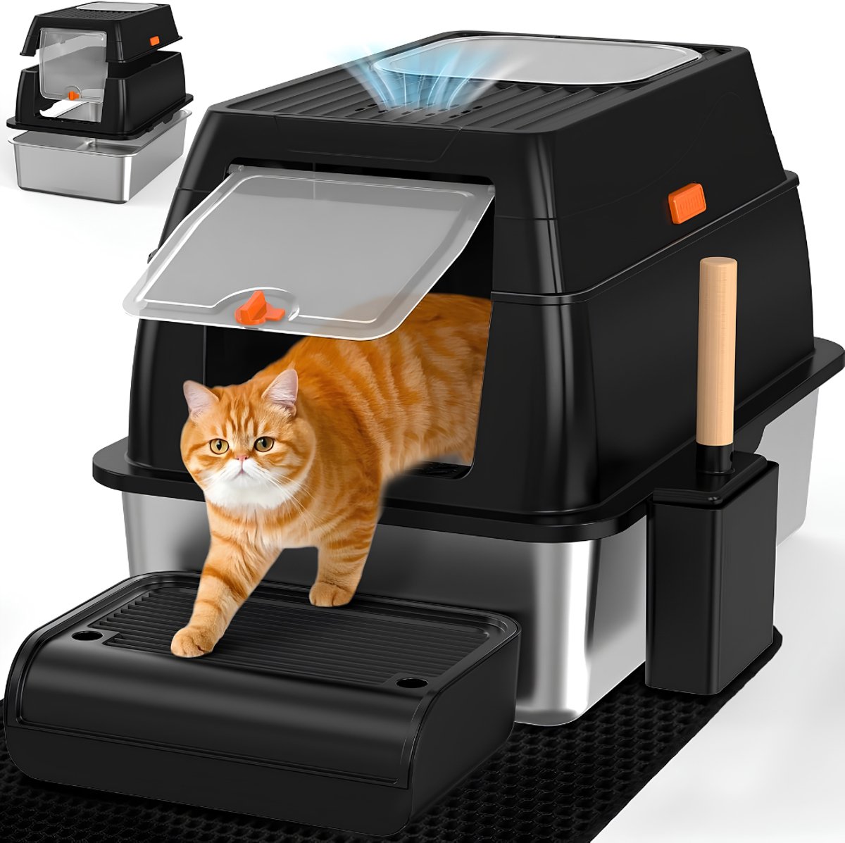 LNMsolutions® Kattenbak - Kattenbakvulling - Kattentoilet - Zwart - 60cm x 40cm x 40cm