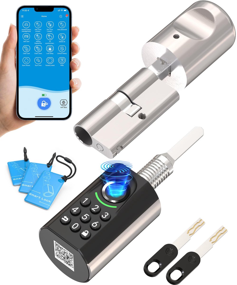 Elektronisch slot met code, vingerafdruk, RFID en app - intelligent wifi-slot - IP65 waterdicht - SnelShoppen