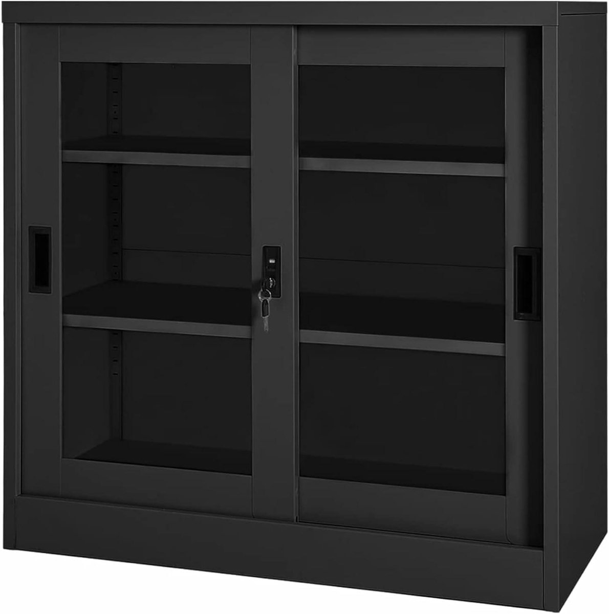Schuifdeurkast Staal - Opbergkast Archiefkast - Kantoor Organiseren - Verstelbare Planken - 90 x 40 x 90 cm - Antraciet