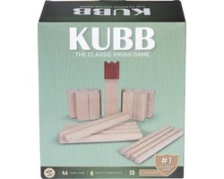Kubb spel van rubberhout–Rode koning- compleet buitenspel voor jong en oud- Engelhart