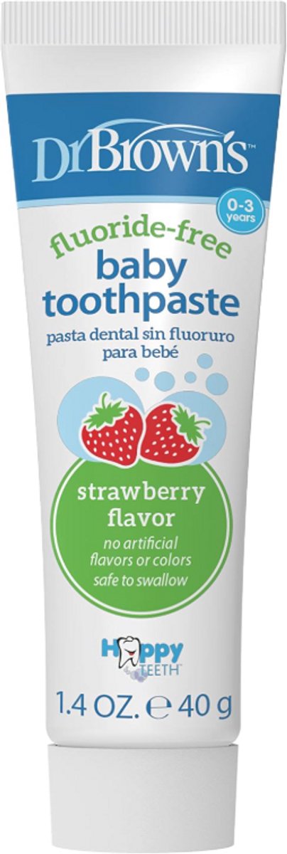 Dr. Brown’s Baby Tandpasta Zonder Fluoride Aardbei – Eerste Tandjes 0-3 Jaar 40g
