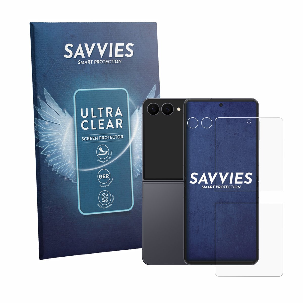 Savvies - Screenprotector voor Samsung Galaxy Z Flip 8 (Voor+Camera) - Folie Beschermfolie transparant 18 Stuks