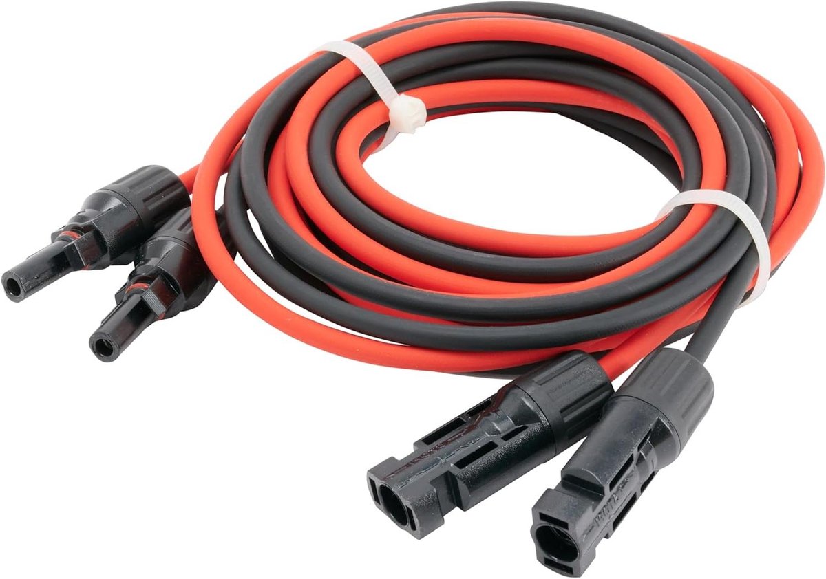 Verlengkabel Zonnepanelen - Solarkabel Rood Zwart - Energie Opwekken - Gemaakt in Duitsland - 2 x 3 Meter - Rood Zwart