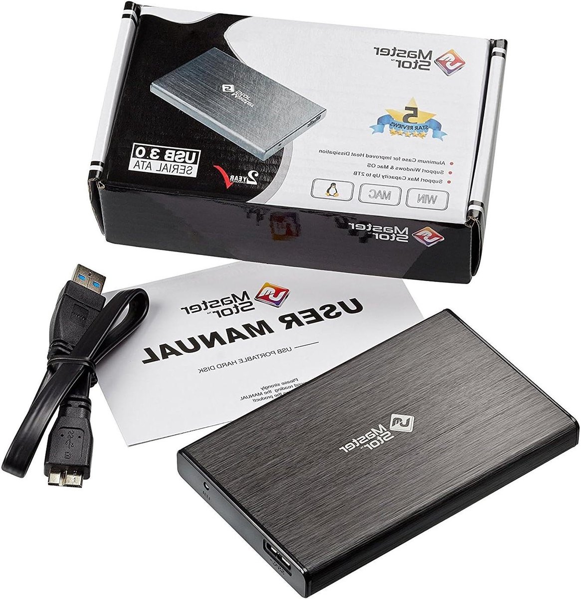 Externe harde schijf - Draagbare opslag - Bestanden overzetten - Ultrasnelle USB 3.0 - 250 GB - Zwart