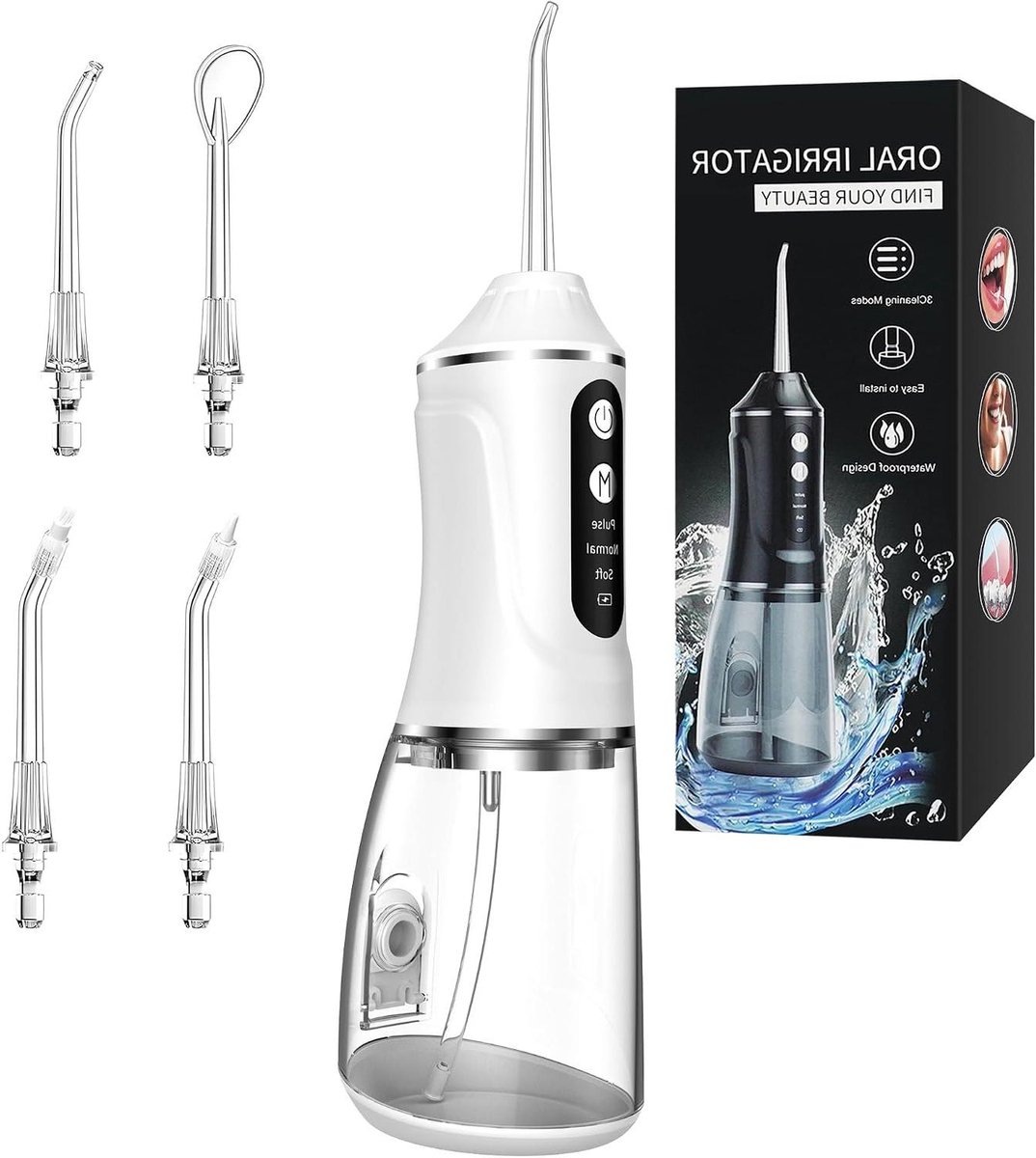 Water Flosser - Monddouche - Mondhygiëne Verbeteren - 3 Modi 360° Rotatie - 380 ml Reservoir - Wit