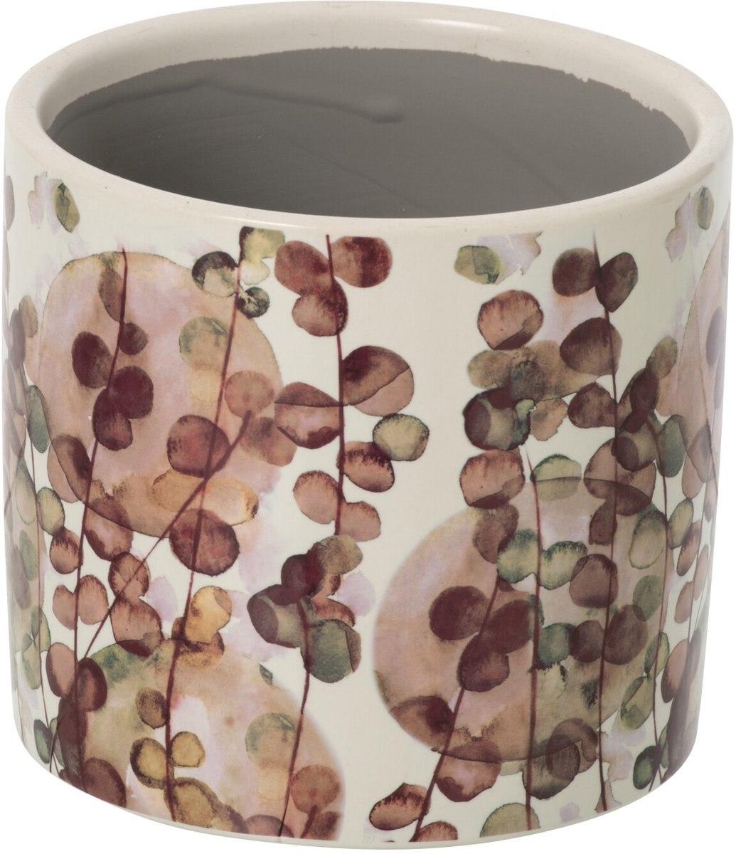 J-Line Bloempot - keramiek - donkerrood/wit - small