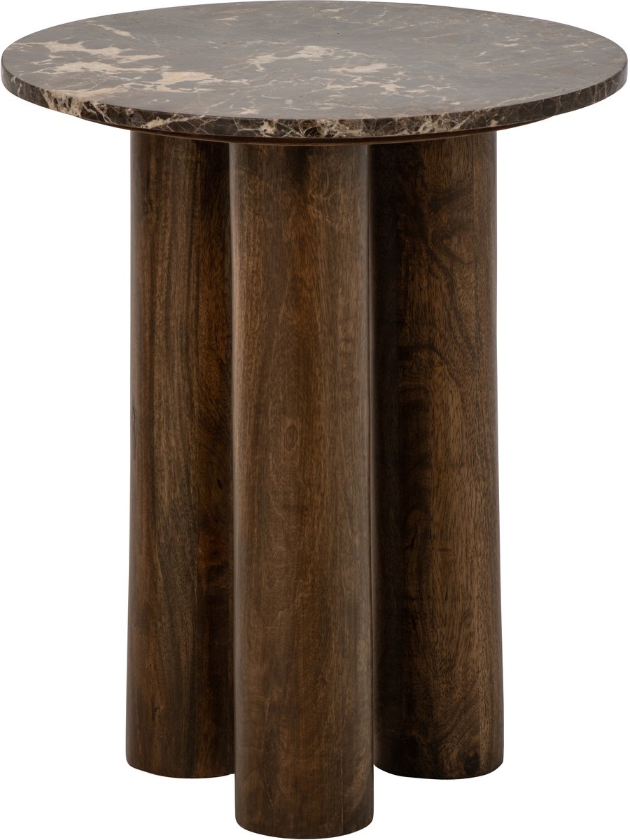 J-Line Ronde bijzettafel - marmer - bruin