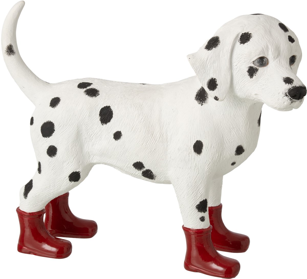 J-Line decoratie Dalmatiër Rode Laarzen - polyresin - meerkleurig