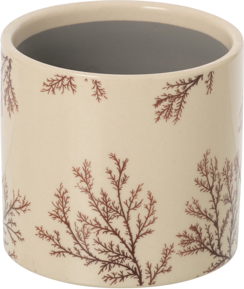 J-Line bloempot Branch - keramiek - ecru/bruin - small