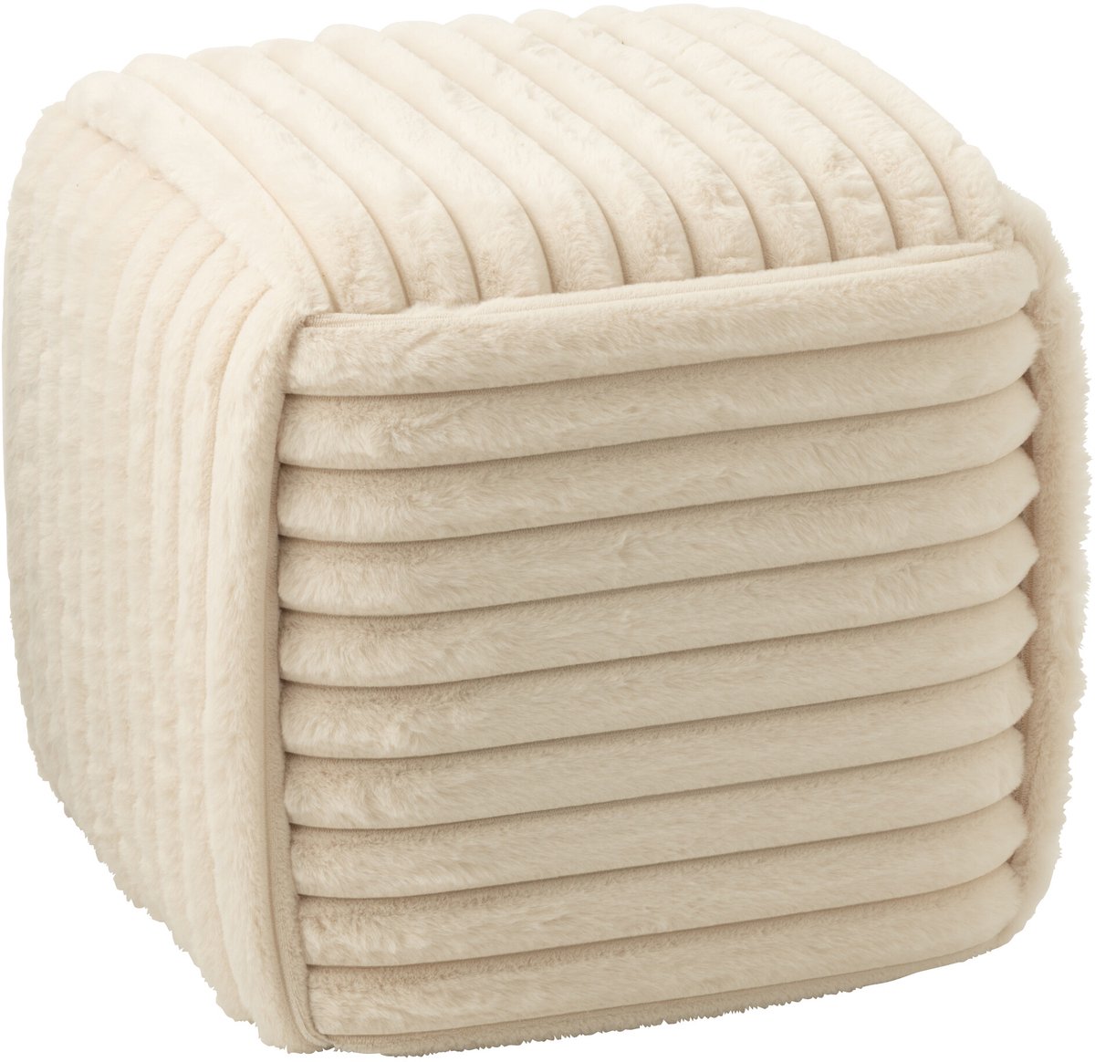J-Line Geribbelde poef - MDF - beige