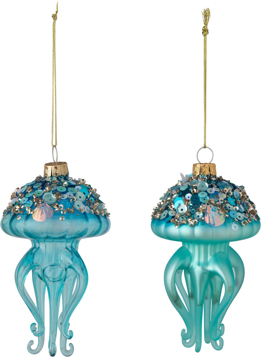 J-Line hanger Kwal - glas - turquoise/donkerblauw - 2 stuks