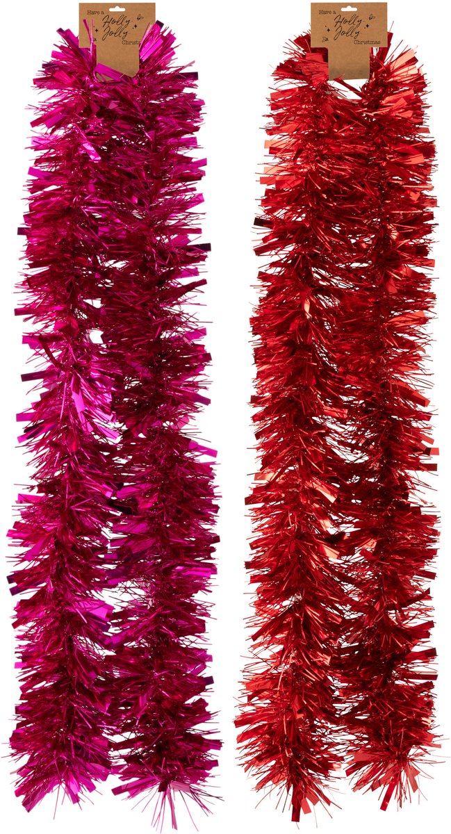 J-Line slinger Pet - kunststof - roze/rood - 2 stuks