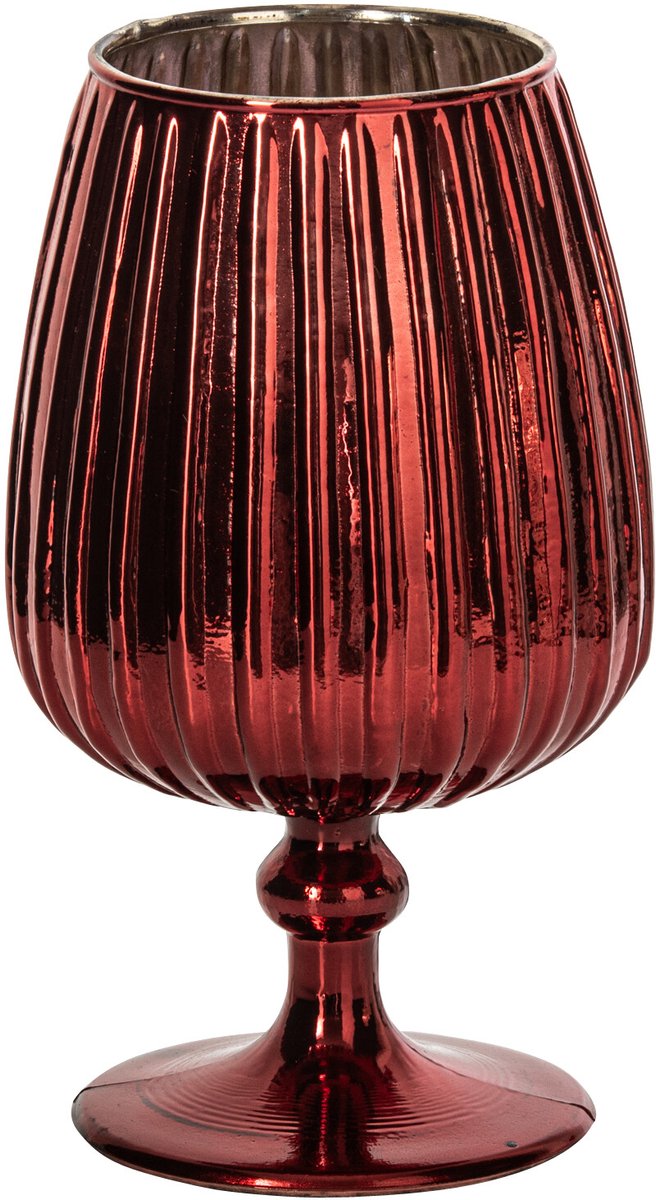 J-Line kandelaar Chrome - glas - rood