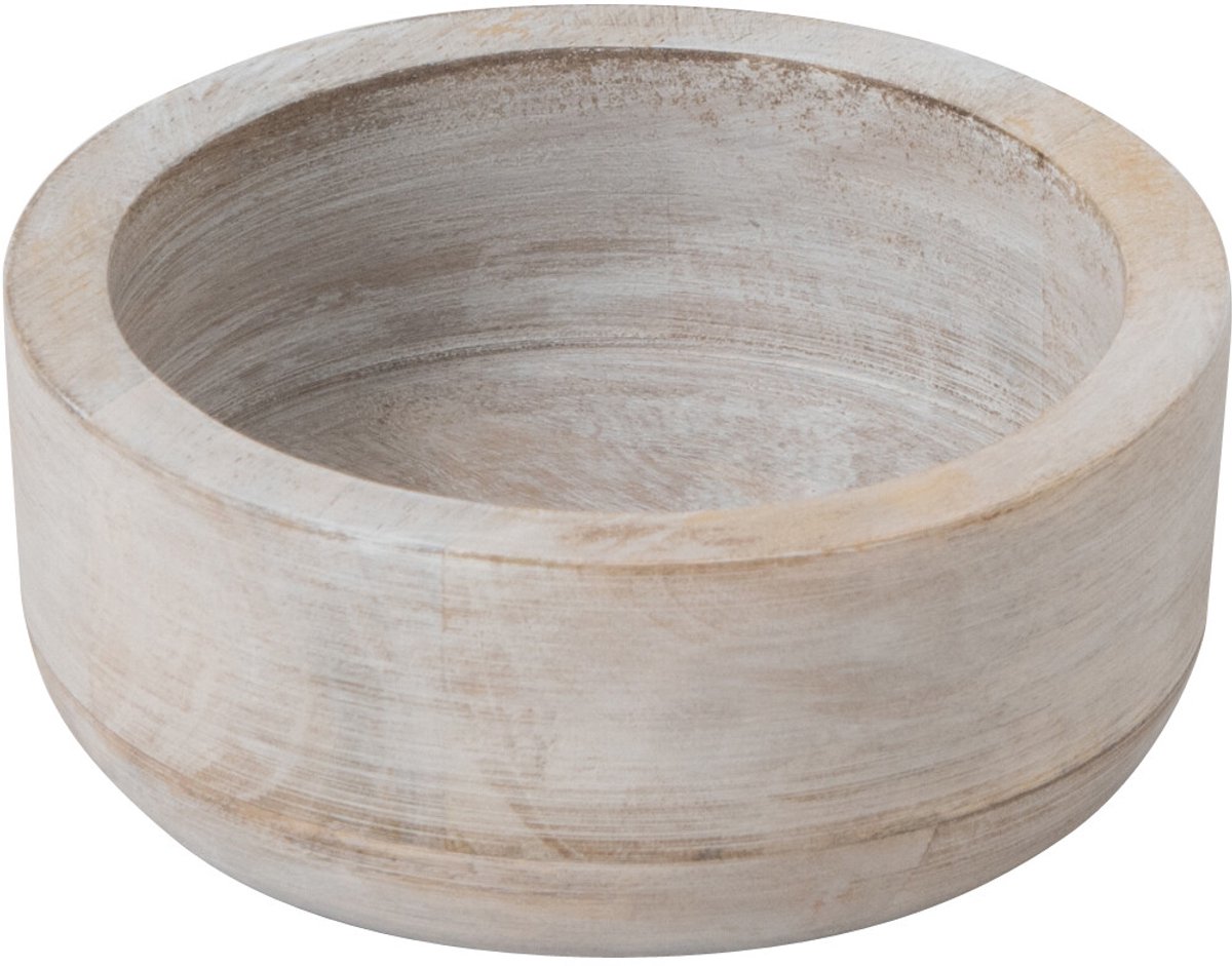 J-Line schaal Rond - hout - wit - small