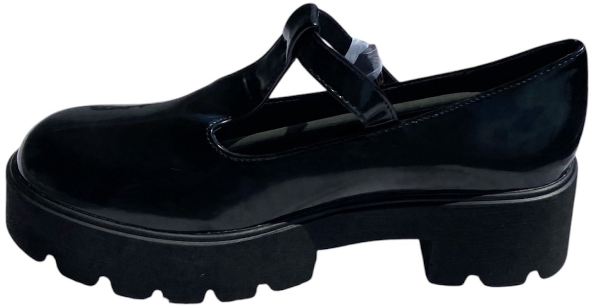 Dames Mary Jane Schoenen met Plateauzool - Zwart - Maat 38