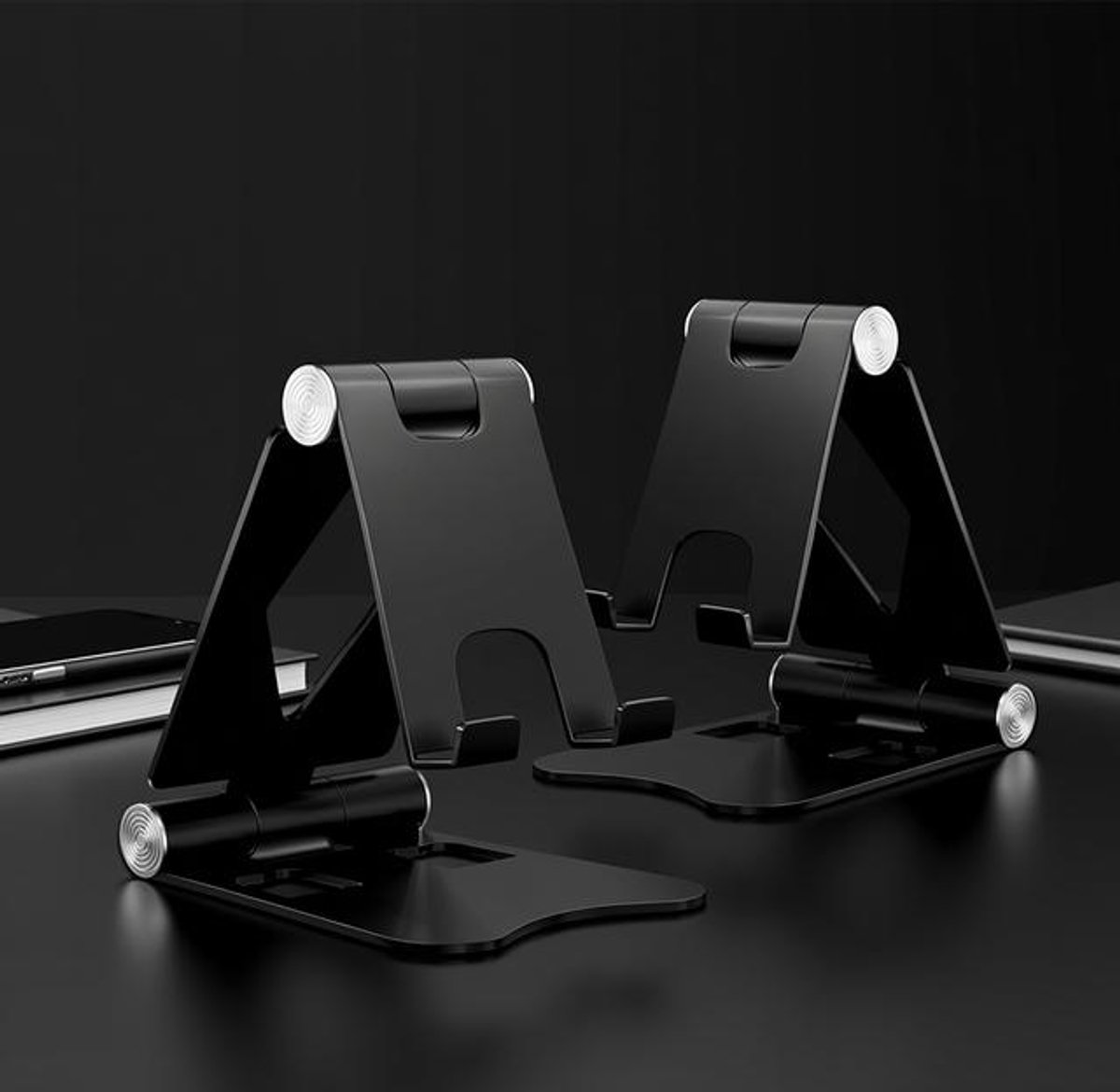 Huis Geluk Opvouwbare Bureau Telefoonhouder 2 Stuks, Hoek & Hoogte Verstelbaar, Compatibel met iPhone 15 en Alle 4"-7.9" Smartphones