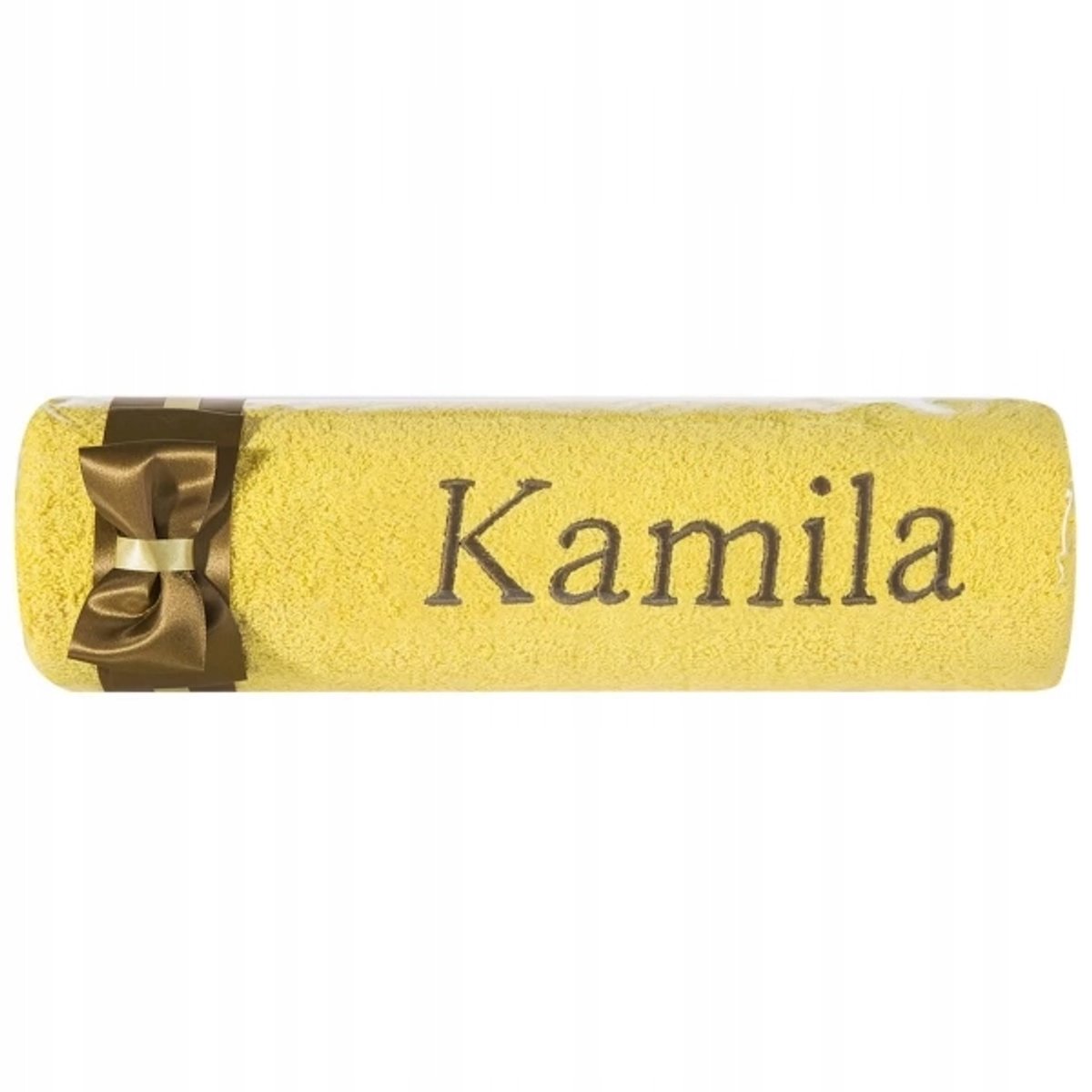 Gepersonaliseerde Badhanddoek 'Kamila' - Zacht Geel Katoen