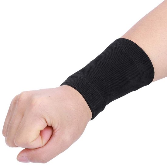 1 Paar Oefening Pols Brace, Polyestervezel Zwart Sport Outdoor Super Elastisch Breien Flexibele Manchet Pijnbestrijding Pols Guard Brace Ondersteuning — afbeelding 2