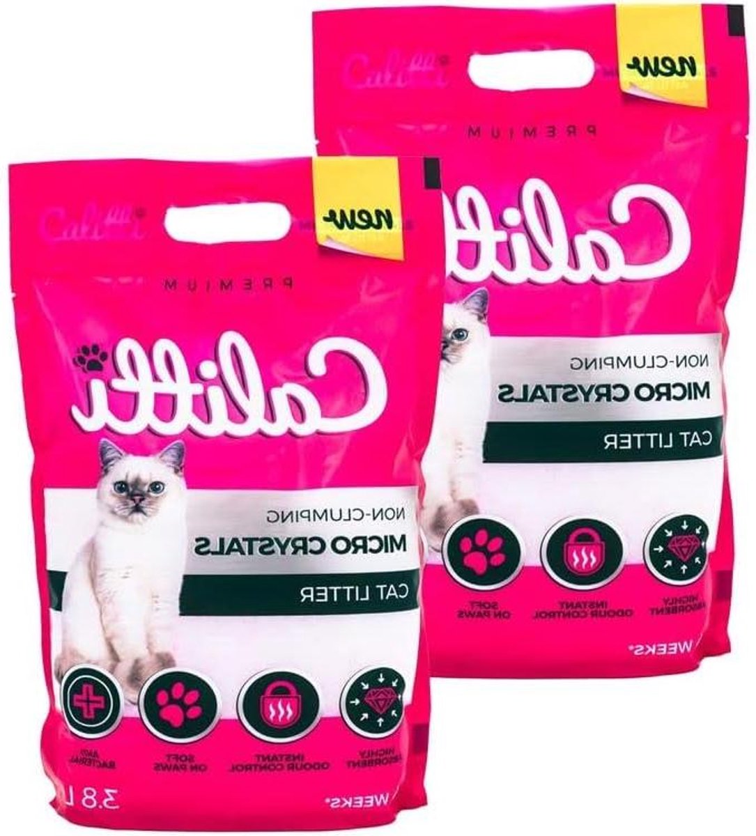 Kiezelgel Kattenbakvulling - Silicaat Korrels - Hygiënische Kattenbak - Stofvrije Formule - 2x 7.6 L - Transparant