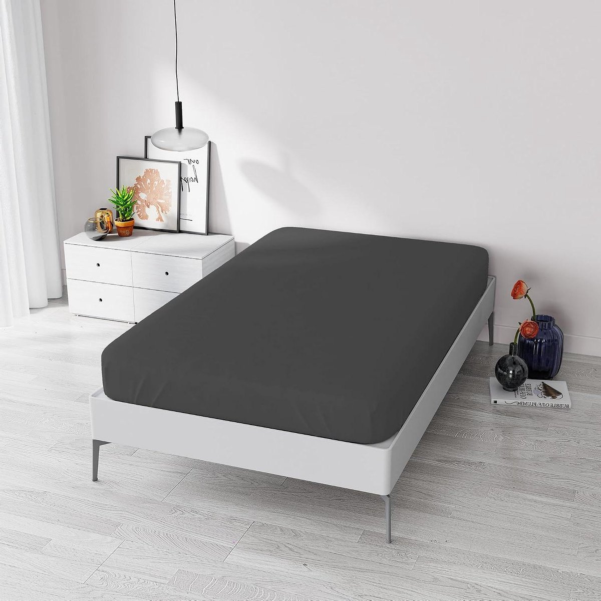 Hoeslaken - Beddengoed - Comfortabele nachtrust - Zachte microvezel - 35 cm hoek - Donkergrijs