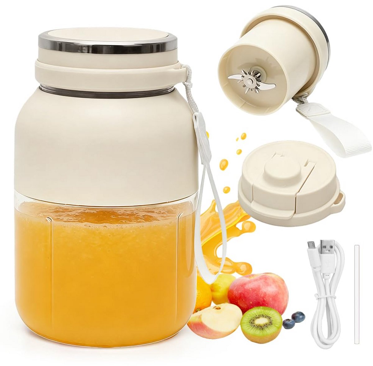 Blender To Go - Draagbare Blender - Smoothie Maker - Blender USB-C Oplaadbaar - 1300ml Shakebeker - BPA Vrije Smoothie Blender voor Sap, Shakes en Sport
