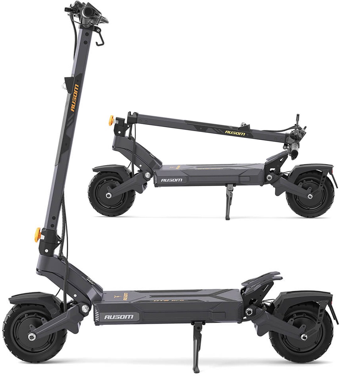 AUSOM DT2 Pro 2026 NIEUW MODEL Elektrische Scooter – Dubbele 1100W Motoren 23 4Ah Accu Bereik 115km Hydraulische Schijfrem Rocker-Arm Vering 10 Tubeless Banden Max. 297 lbs NFC & AirTag Beveiliging – Grijs