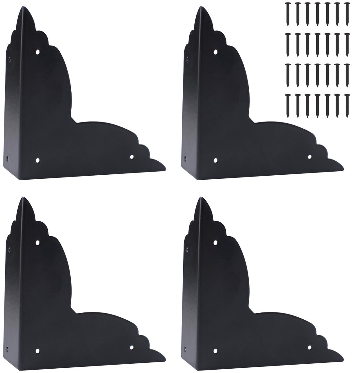 4 stuks Heavy Duty zwarte tafelhoekbeschermers, metalen randbeschermers, schroefbare randbeschermers voor meubels, houten kratten, kasten, werkbladen en planken