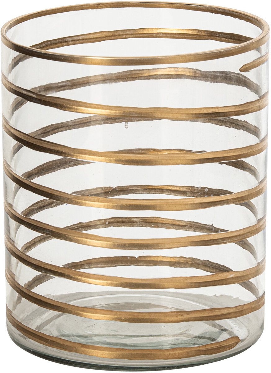 J-Line Kandelaar - glas - goud/transparant - medium - set van 2