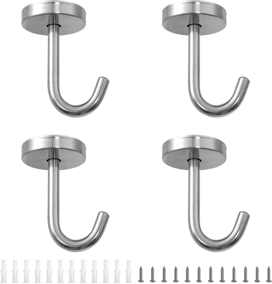 4 stuks plafondhaken van roestvrij staal, plafondhaken voor het ophangen van planten, plantenhangers, schroefbevestiging, top wandhaken voor het ophangen van vogelhuisjes, lantaarns