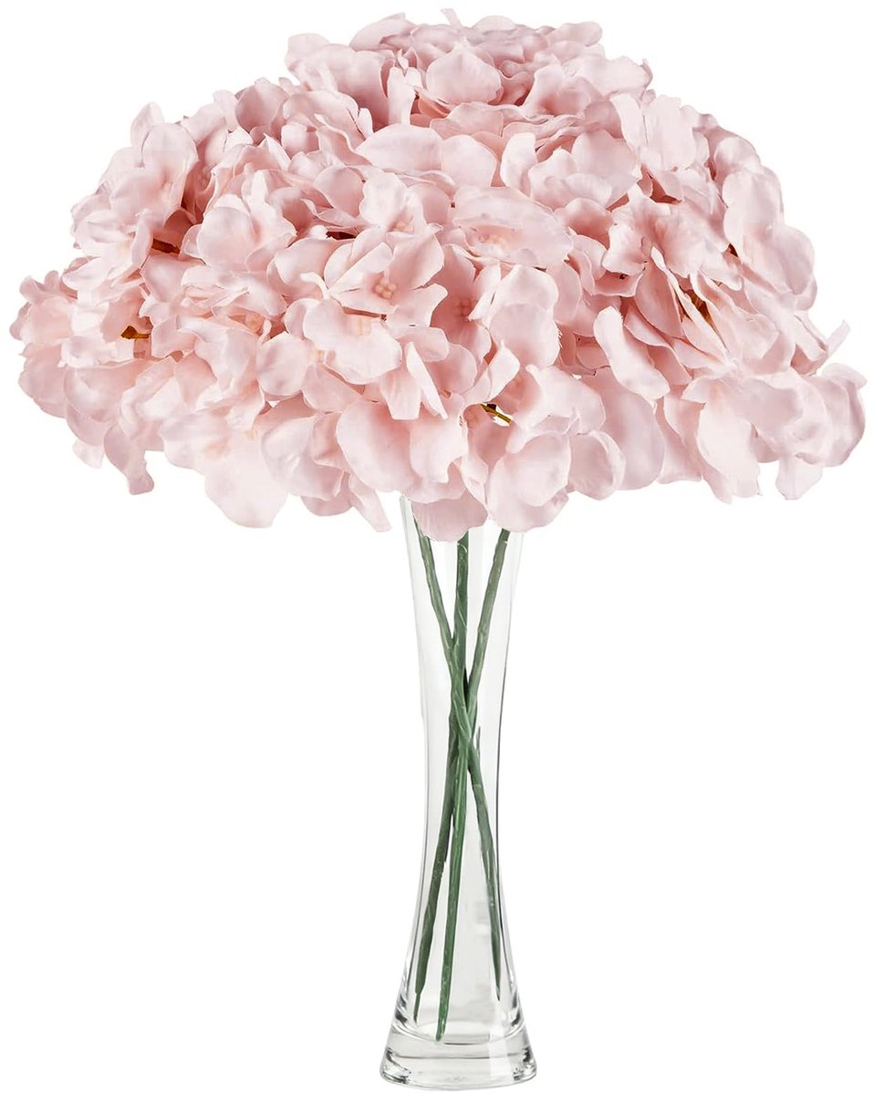3 stuks kunstmatige hortensia's van zijde met steel, 16 cm, kunstbloemen, realistische hortensia, voor bruidsboeket, bloemstuk, huis, tuin, tafeldecoratie (roze nude)