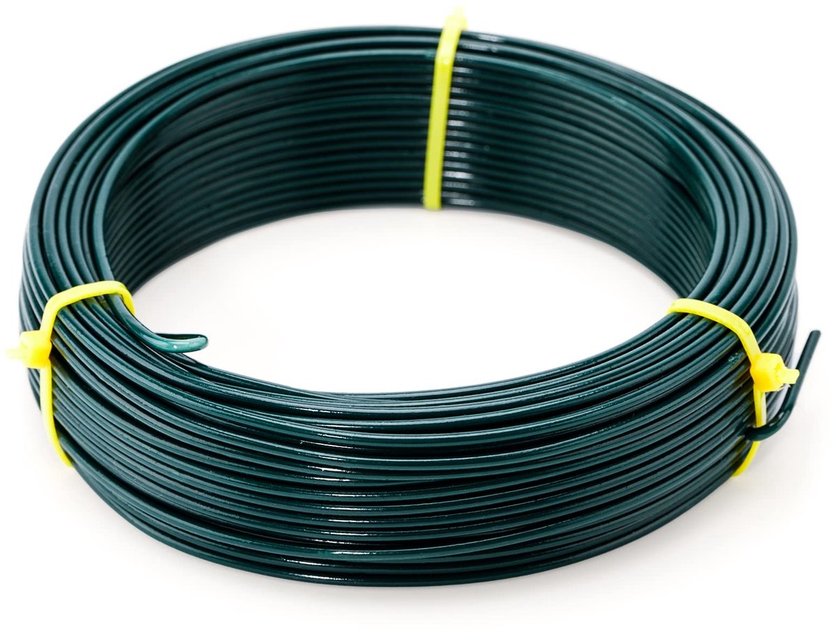 Tuindraad 2mm - 30,5M Plantendraad Binddraad Omhuld, Tuindraad Zacht, LST Draad, Knutseldraad Hekdraad voor Low Stress Training-Groen