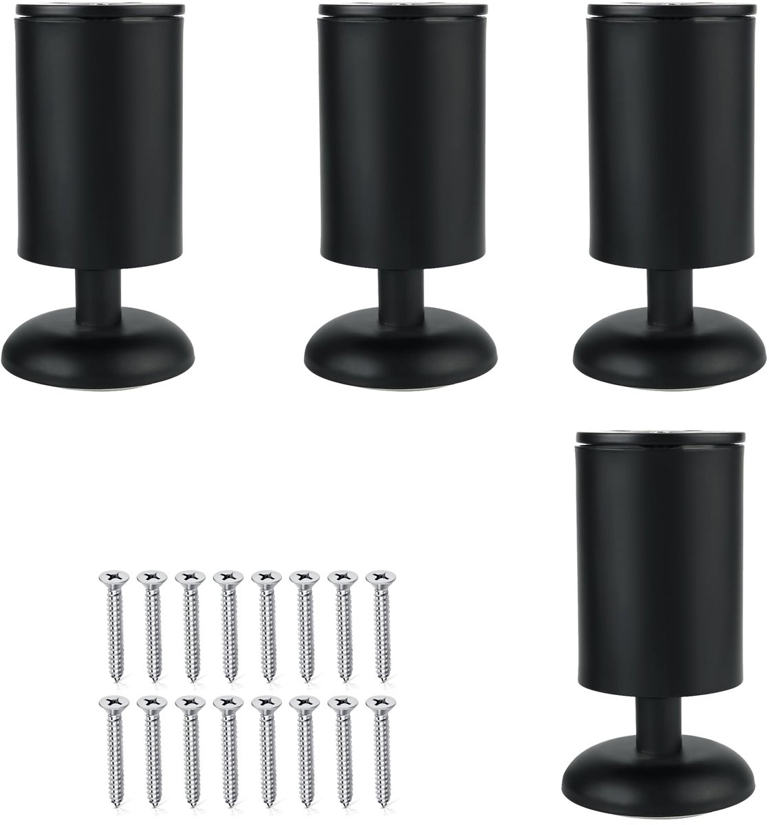 Meubelpoten, verstelbaar, tafelpoten, metaal, roestvrij stalen look, voor meubels, meubelverhoging, kastpoten, meubelpoten, bedpoten (zwart)