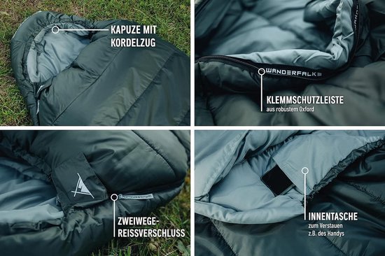 Outdoor Slaapzak - Kampeerzak Reis - Kamperen en Wandelen - TÜV Getest Materiaal - 220 x 80 cm - Dennengroen van OutDoor — afbeelding 2