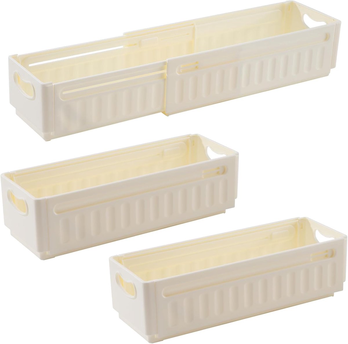 Opbergdoos 47,5 x 8 x 10 cm - kunststof klapkist - set van 3 - ideaal voor keuken en badkamer - SnelShoppen
