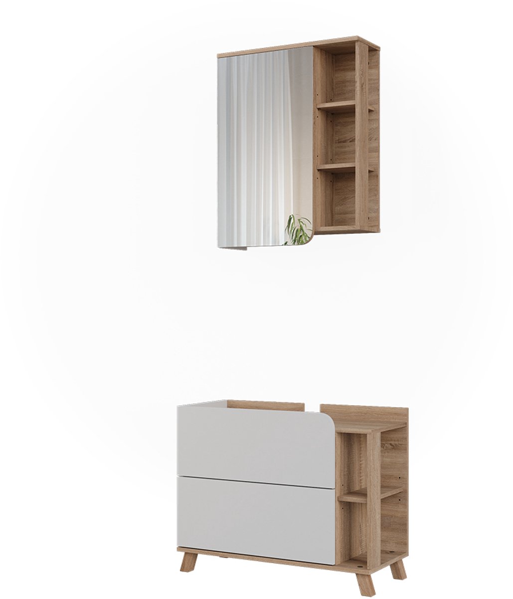 Vicco Badkamermeubelset Karen, Wit/Sonoma, 2-delig