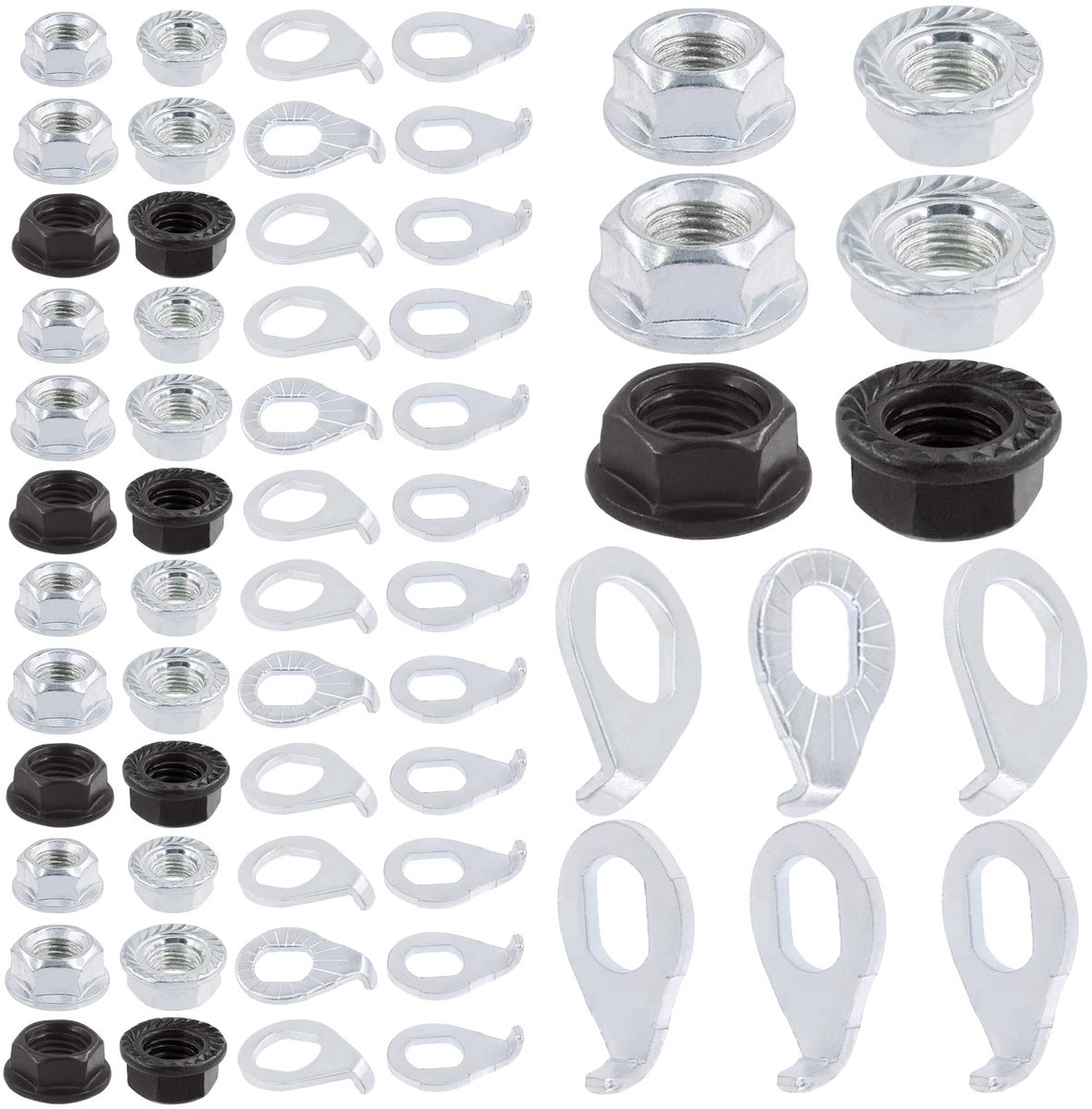 60Pcs M8 M9.5 M10 Fiets Hub Flens As Moer en Veiligheid Wasmachine Kit, Stalen Fiets Haak Hub Onderdelen voor MTB Voorwiel Behoud