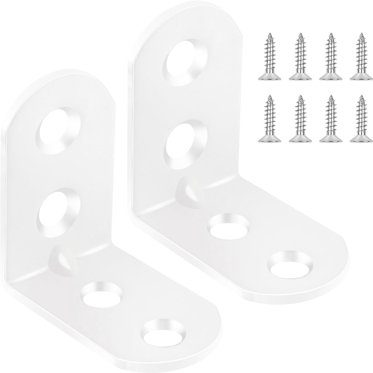 Hoekverbinders wit 30 × 30 × 16 mm, Jeboler kleine hoek koolstofstaal metalen hoek 90 graden stoelhoek met 48 stuks schroeven, hoeksteun voor houten meubels tafel