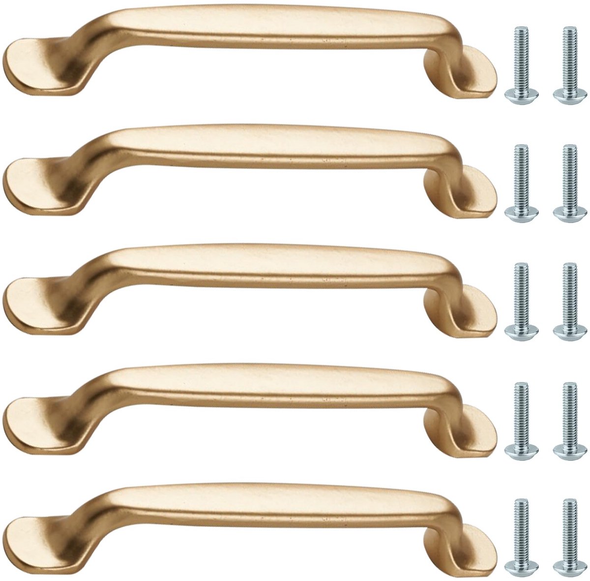 5 stuks meubelgrepen, moderne gouden handgrepen, handgrepen voor keukenkasten, aluminium kastgrepen, inclusief schroeven, meubelgrepen, voor keukenkasten, lade, commodes, kisten, 128 mm gatafstand