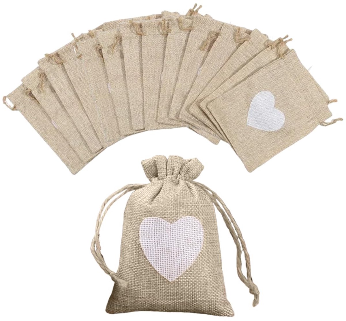 15 stuks geschenkzakjes van katoen, sieradenzakje van jute, linnen, herbruikbaar, stoffen zakje met trekkoord, voor doe-het-zelf sieraden, Fiesta, bruiloften, 10 x 14 cm