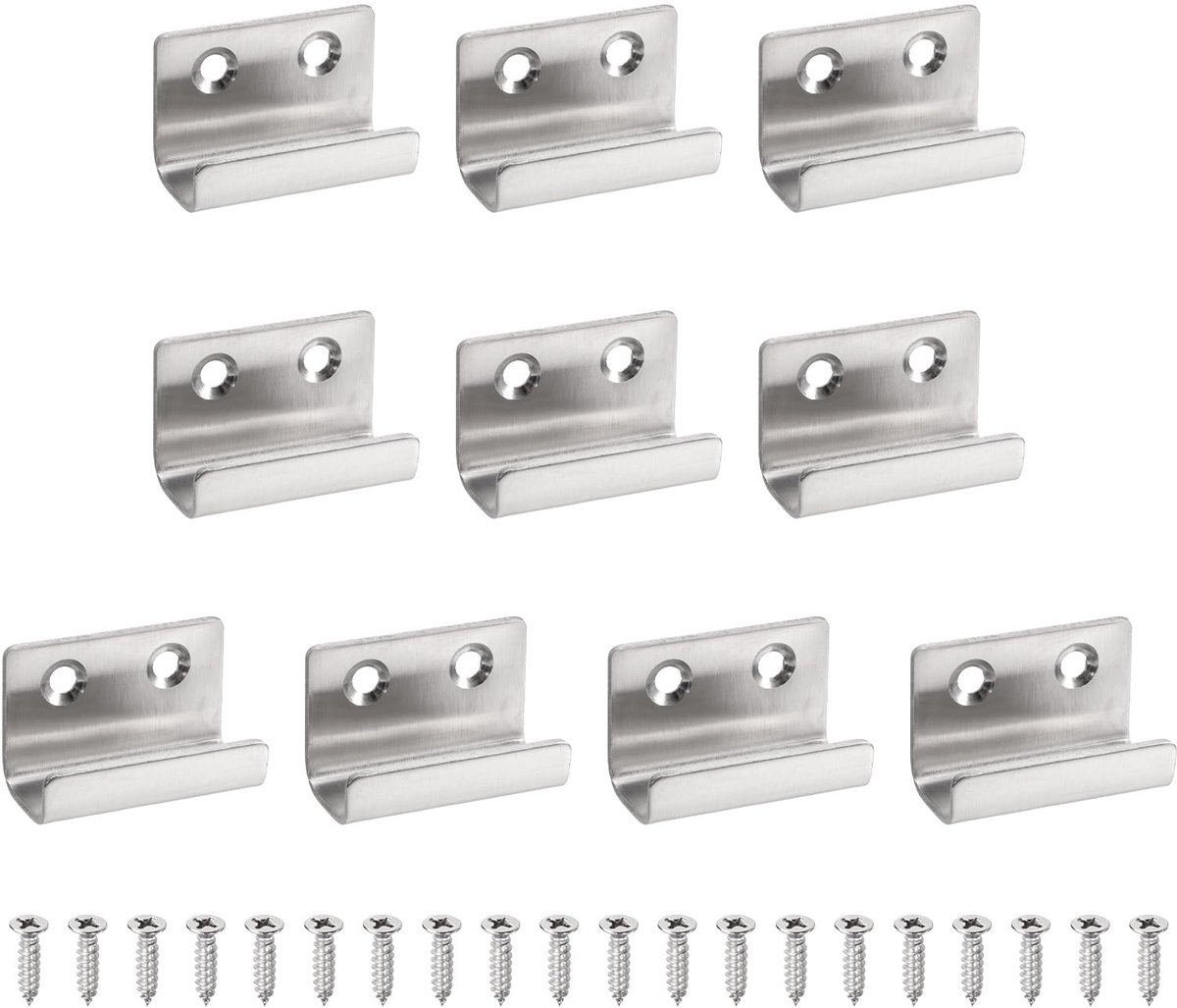 10 stuks roestvrijstalen tegelhouders, zware belasting, wandhouder, tentoonstellingswandhaak, bevestiging met schroeven, voor spiegel, fotolijst, zilverkleurig, 15 mm (9/16 inch