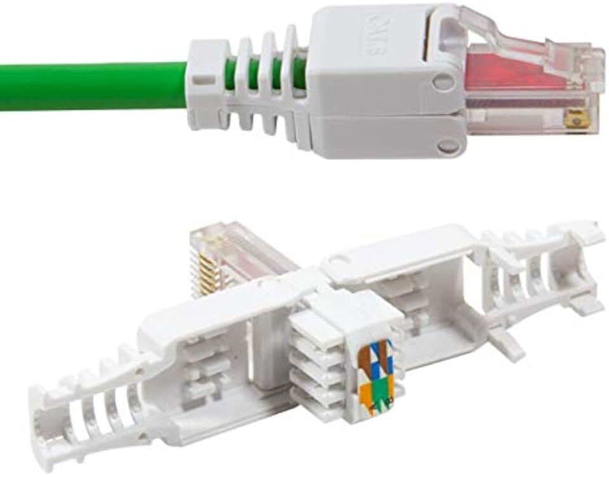 10 x krimpconnector zonder gereedschap Cat 6 UTP RJ45 netwerkkabel voor patchkabel tot 6,3 mm.