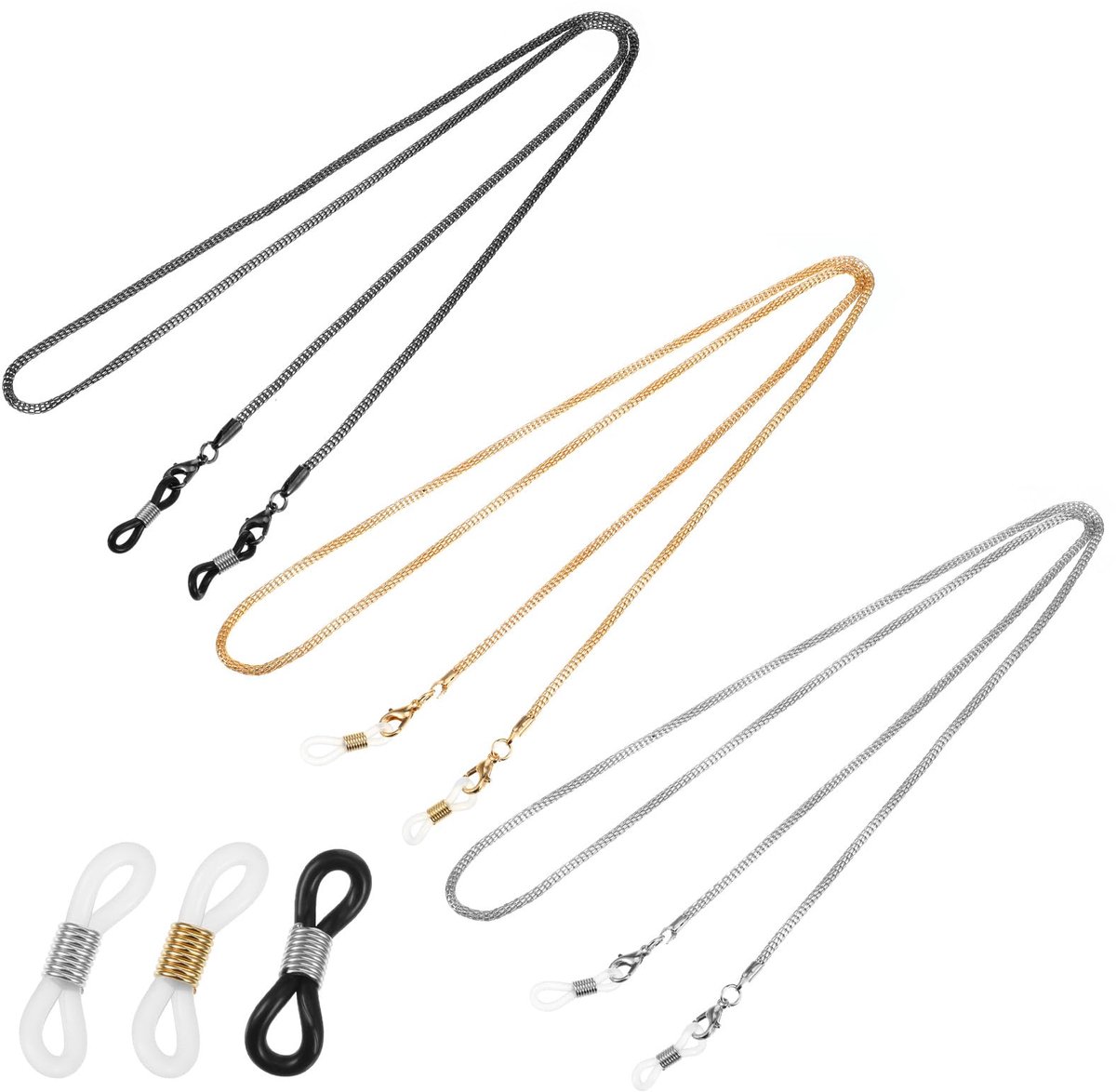 3 Stks Metalen Brilkoord Zonnebril Koord Lanyard Bril Ketting voor Vrouwen Verstelbare Eyewear Nekband Houder Stijlvolle Bril Ketting Feestaccessoires voor Meisje Heren