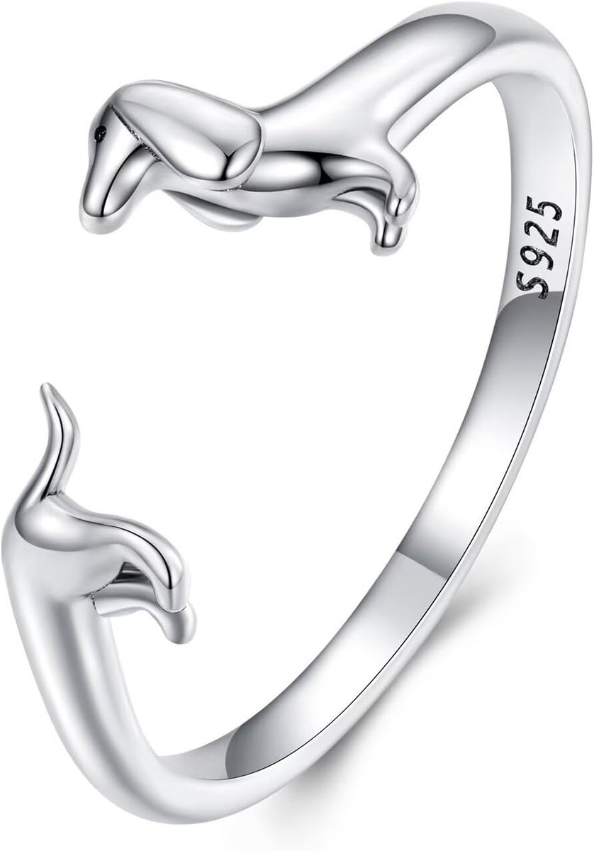 Fuchs Devilfish Verstelbare ring met gepersonaliseerde opening, S925 zilveren damesring, leuk cadeau dier neef