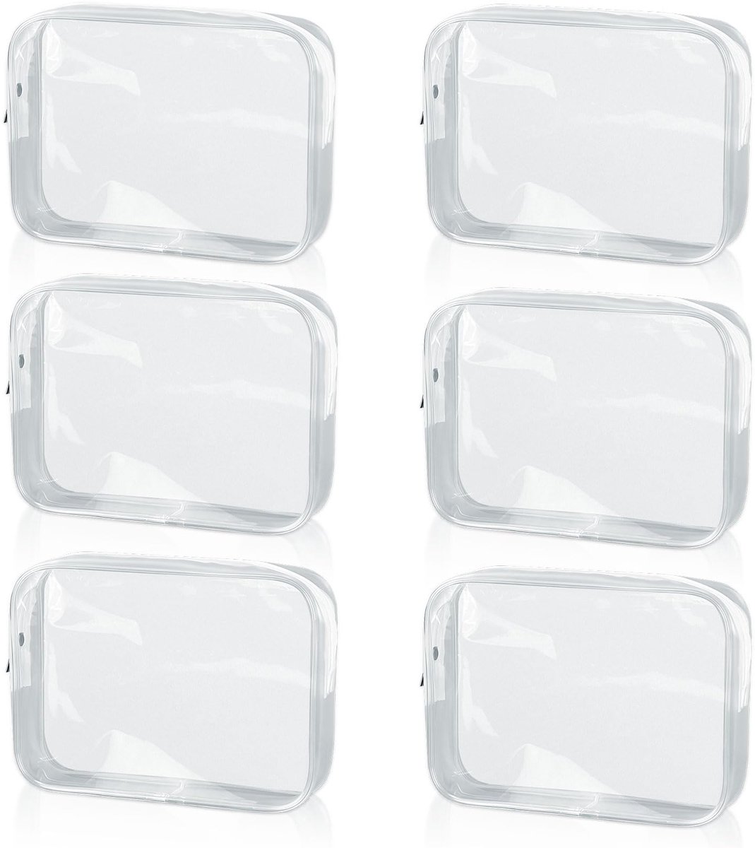 transparant, 6 stuks transparante toilettas, transparante toilettas, transparante tas, transparant wit., 19 x 6 x 13cm, cosmeticatas transparant